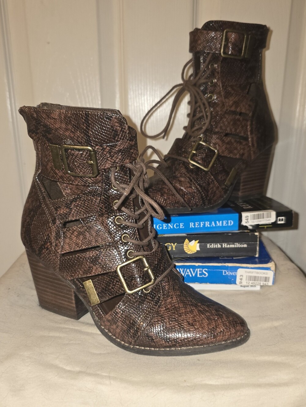 Coconuts by Matisse Getty Brown Snake Print Cutout Boots 6M